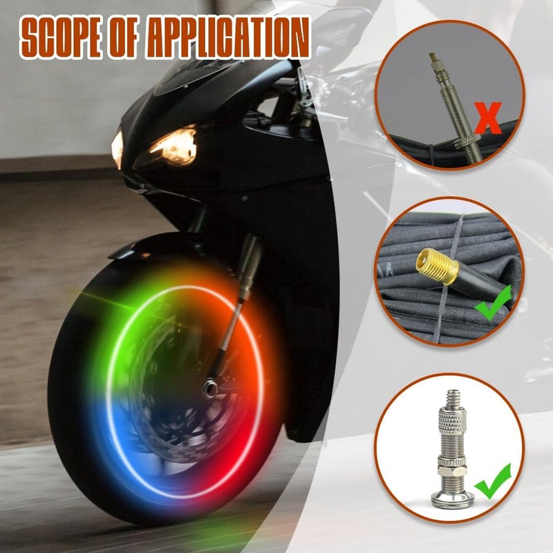 Lecctso 4PCS LED Tire Valve Cap Lights, Neon Spoke Flash Light Bulb Tire Valve Lights, Waterproof Wheel Tyre Valve Dust Cap, Cool Car Accessories Universal for Bike Motorcycle Truck (Colorful) - Image 3